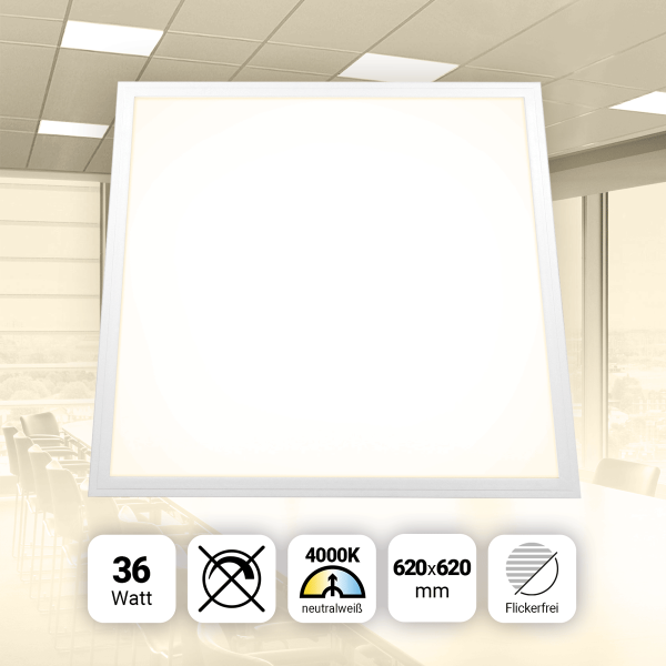 LED Panel 62x62 Neutralweiß 4000K 36W 4320lm Slim Alu PLs3.0