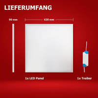 LED Panel 62x62 3CCT 3000K-4000K-6000K 40W dimmbar 0-10V...