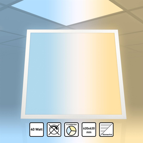 LED Panel 62x62 3CCT 3000K-4000K-6000K 40W Slim Alu PLs3.0