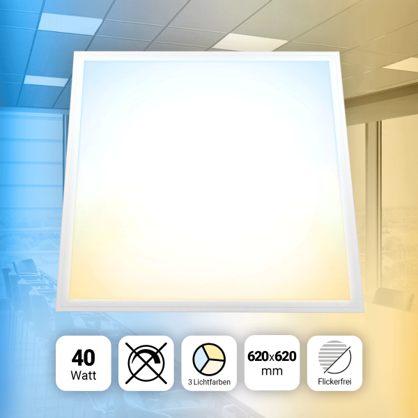 LED Panel 62x62 3CCT 3000K-4000K-6000K 40W Slim Alu PLs3.0