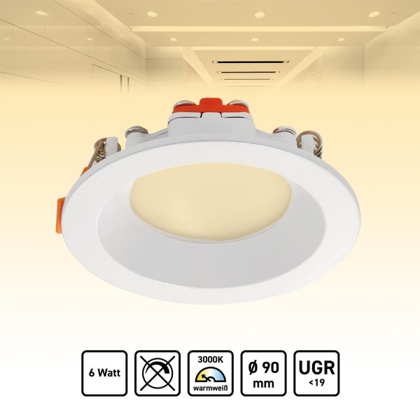 Xtend LED Downlight Warmweiß 6W Ø90mm 3000K Einbaupanel LED Panel inkl. Trafo