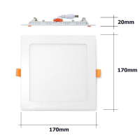 LED Panel eckig Einbaustrahler Einbauspot Warmweiß 170x170mm AC230V weiß