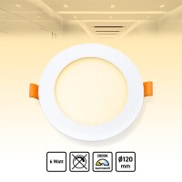 LED Einbaupanel rund weiß Ø120mm Warmweiß 3000K 6W PLm
