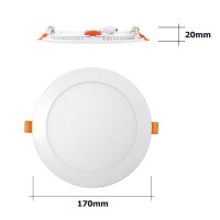 LED Einbaupanel rund weiß Ø170mm Warmweiß 3000K 12W PLm
