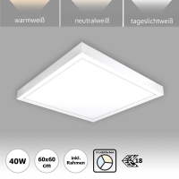 LED Panel 60x60cm 3000K-4000K-6000K 40W Lichtfarbe umschaltbar flickerfrei Aufbaurahmen PLs3.0