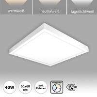 LED Panel 60x60cm 3000K-4000K-6000K 40W Lichtfarbe umschaltbar flickerfrei Aufbaurahmen