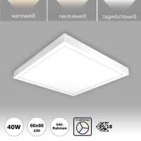 LED Panel 60x60cm 3000K-4000K-6000K 40W Lichtfarbe umschaltbar flickerfrei Aufbaurahmen