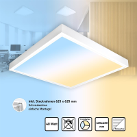 LED Panel 62x62 3000k-4000K-6000K 3CCT Aufbaurahmen Alu weiß Montage schraublos