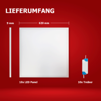 AKTION! 10x LED Panel 62x62 Neutralweiß 4000K 36W 4320lm SLim Alu PLs3.0