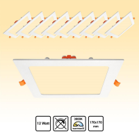 10x LED Panel eckig Einbaustrahler 12W Einbauspot Warmweiß 170x170 AC230V weiß