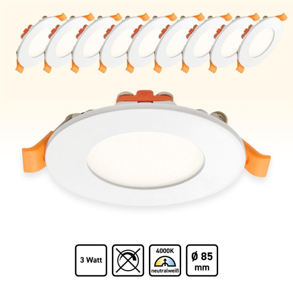 Xtend 10x LED Panel rund Neutralweiß 3W Ø85mm 4000K Einbaupanel Trafo