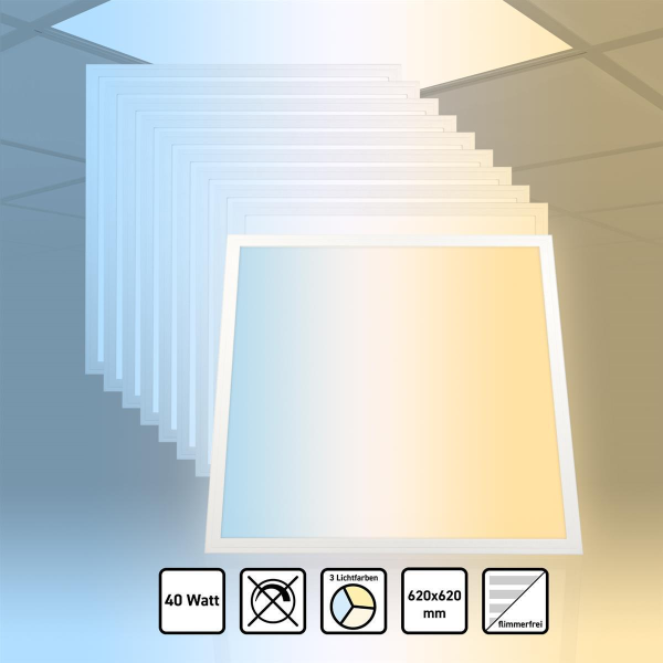 10x LED Panel 62x62 3CCT 3000K-4000K-6000K 40W Slim Alu PLs3.0