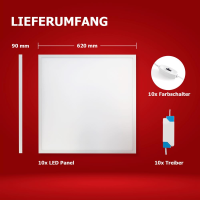 10x LED Panel 62x62 3CCT 3000K-4000K-6000K 40W Slim Alu PLs3.0