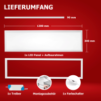 LED Panel 120x30 3CCT 3000K-4000K-6000K 40W Steck-Aufbaurahmen PLs 3.0
