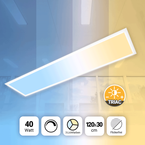 LED Panel 120x30 3CCT 3000K-4000K-6000K 40W dimmbar Triac PLs3.0