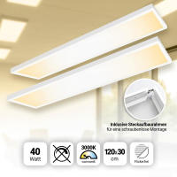 2x LED Panel 120x30 Warmweiß 3000K 40W Aufputz...