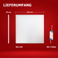 20x LED Panel 62x62 Tageslichtweiß 6000K 40W PLe2.2