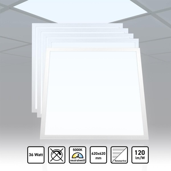 5x LED Panel 62x62 Neutralweiß 5000K 36W PLs3.0