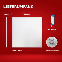 LED Panel 60x60cm Neutralweiß 4000K 40W Drahtseil Aufhängung PLe2.2