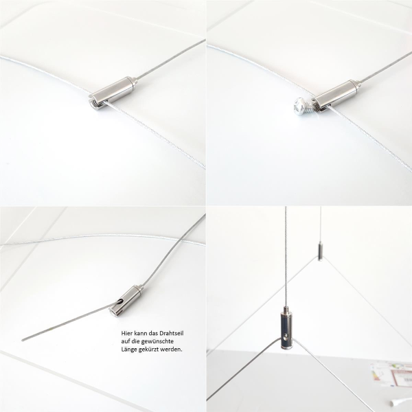 Aufhängeset Drahtseil LED Panel 62x62 Montageset Aufhänger