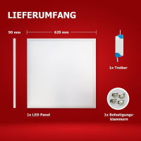 LED Panel 62x62 Warmweiß 3000K 40W Befestigungsklammern PLe2.2