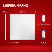 LED Panel 62x62 Neutralweiß 5000K 40W dimmbar Fernbedienung PLe2.2