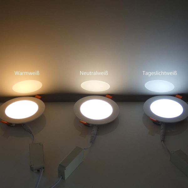 10x 9W LED Einbaustrahler Rund – Neutralweiß, IP23, Energieklasse A, Für Deckenmontage
