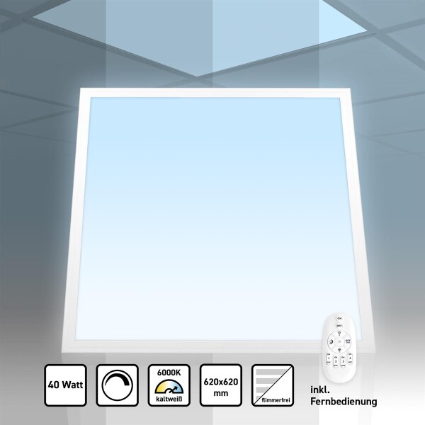 LED Panel 62x62 Tageslichtweiß 6000K 40W dimmbar Fernbedienung PLe2.2