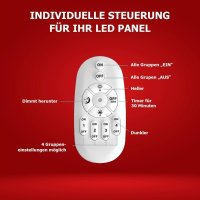 LED Panel 62x62 Warmweiß 3000K 40W dimmbar Fernbedienung Aufbaurahmen PLe2.2