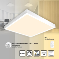 LED Panel 62x62 Warmweiß 3000K 40W dimmbar Fernbedienung Aufbaurahmen PLe2.2