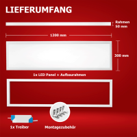 LED Panel 120x30 Neutralweiß 4000K 36W UGR<19 blendarm 3960lm Aufbaurahmen PLs3.0