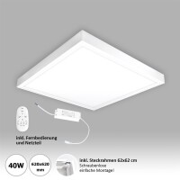 LED Panel 62x62 Neutralweiß 5000K 40W dimmbar mit Fernbedienung u. Steck-Aufbaurahmen PLe2.2