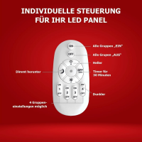 LED Panel 62x62 Tageslichtweiß 6000K 40W dimmbar Fernbedienung Steck-Aufbaurahmen PLe2.2