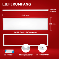 LED Panel 120x30 3CCT 3000K-4000K-6000K 40W dimmbar Triac Steck-Aufbaurahmen PLs3.0