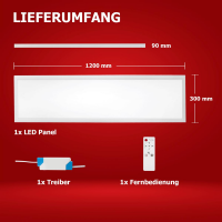 LED Panel Deckenlampe 120x30cm 3CCT 3000K-4000K-6000K 40W dimmbar Fernbedienung PLs3.0