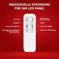 LED Panel 62x62 3CCT 3000K-4000K-6000K 40W dimmbar Fernbedienung Aufbaurahmen PLs3.0