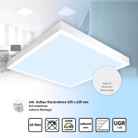 LED Panel 62x62 Tageslichtweiß 6000K 40W UGR<19 mit Steck-Aufbaurahmen PLs3.0