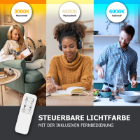 LED Panel 60x60 3CCT 3000K-4000K-6000K 40W dimmbar Deckenleuchte 2.4G Fernbedienung
