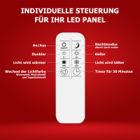 LED Panel 60x60 3CCT 3000K-4000K-6000K 40W dimmbar Deckenleuchte 2.4G Fernbedienung