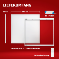LED Panel 60x60 3CCT 3000K-4000K-6000K 40W dimmbar Fernbedienung 2.4G Steck-Aufbaurahmen PLs3.0