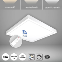 LED Panel 60x60 3CCT 3000K-4000K-6000K 40W dimmbar Fernbedienung 2.4G Steck-Aufbaurahmen PLs3.0