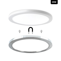 2x LED Aufbaupanel 290mm Warmweiß 3000K 24W dimmbar Triac Farbring Chrom PLm4.0