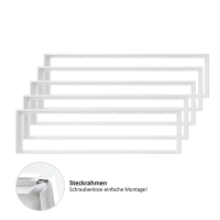 5x LED Panel Aufbaurahmen 120x30cm Steckrahmen Aufputzrahmen Montagerahmen Schraublos Weiß