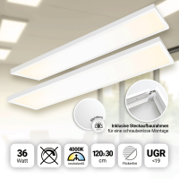 2x LED Panel 120x30 Neutralweiß 4000K 36W UGR19 Aufbaurahmen PLs3.0