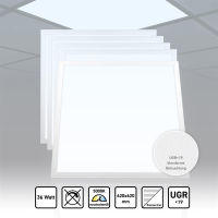 5x LED Panel 62x62 Neutralweiß 5000K 36W UGR<19 blendarm Slim Alu PLs3.0
