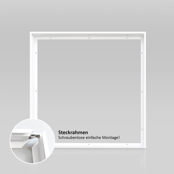 LED Panel Aufbaurahmen 60x60cm Aluminium Weiß Decken-Wandmontage einfache Installation