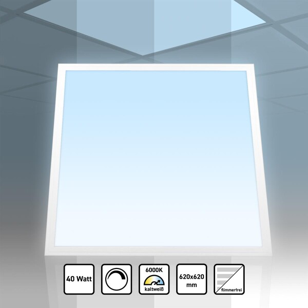 LED Panel 62x62 Tageslichtweiß 6000K 40W dimmbar 2.4G PLe2.2