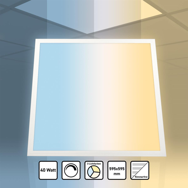 LED Panel 60x60 3CCT 3000K-4000K-6000K 40W dimmbar 0-10V Deckenleuchte PLs3.0