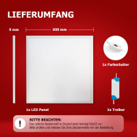 LED Panel 60x60cm 3CCT 3000K-4000K-6000K 40W Deckenlampe dimmbar Triac
