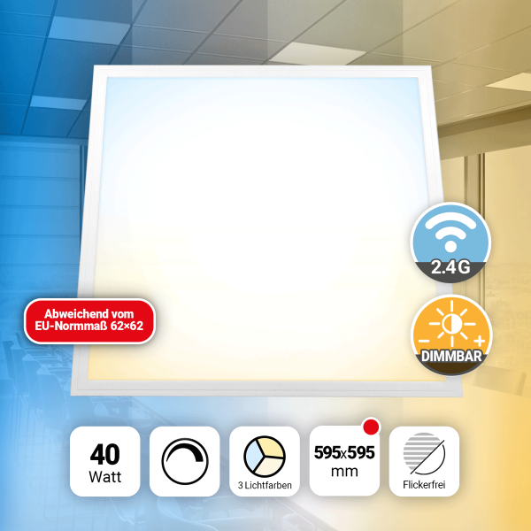 LED Panel 60x60 3CCT 3000K-4000K-6000K 40W dimmbar 2.4G GM PLs3.0